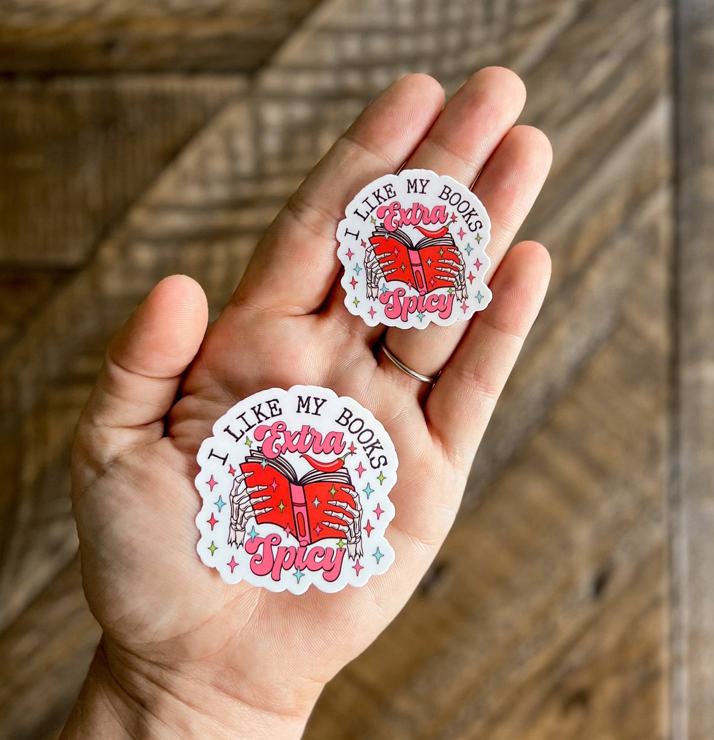 Extra Spicy Books Vinyl Sticker: Red/Pink / Small