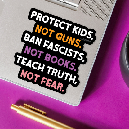 Sticker: Protect Kids & Ban Fascists — Leftist Activist: Loose