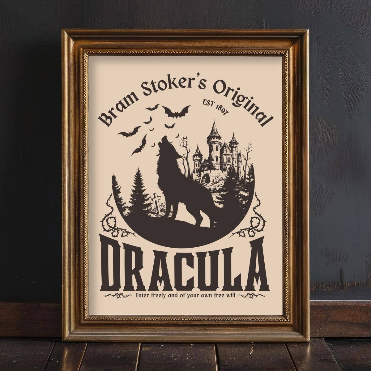 Gothic Library Halloween Wall Art Print Dracula Bookish Gift: 8x10" / All 3