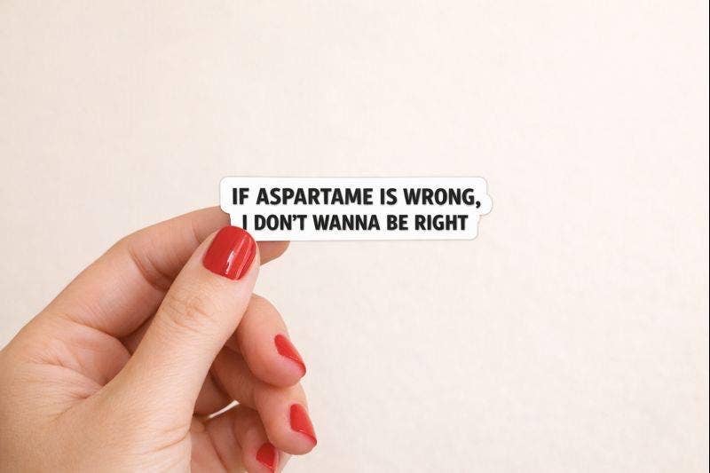 Funny Diet Soda Sticker - Aspartame Humor, Matte V: White vinyl