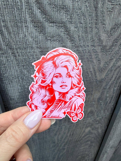 Dolly Parton Pink Retro Country Music Vinyl Sticke: Vinyl sticker