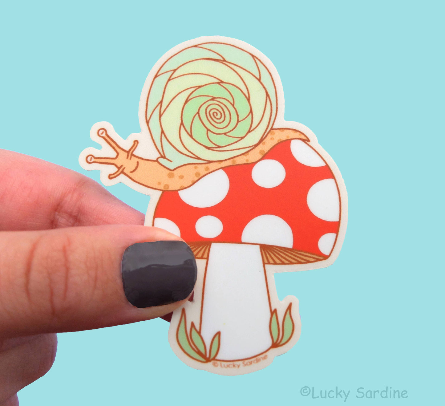 Snail & Toadstool, Mushroom, Retro Shroom Vinyl Sticker