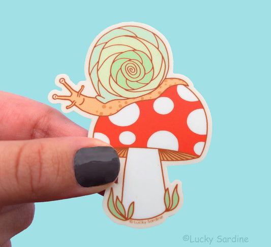 Snail & Toadstool, Mushroom, Retro Shroom Vinyl Sticker