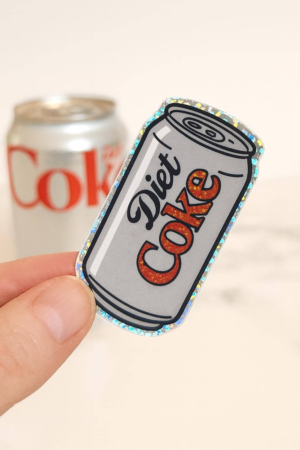 Diet Coke Can Glitter Sticker: Funny Waterproof Vi