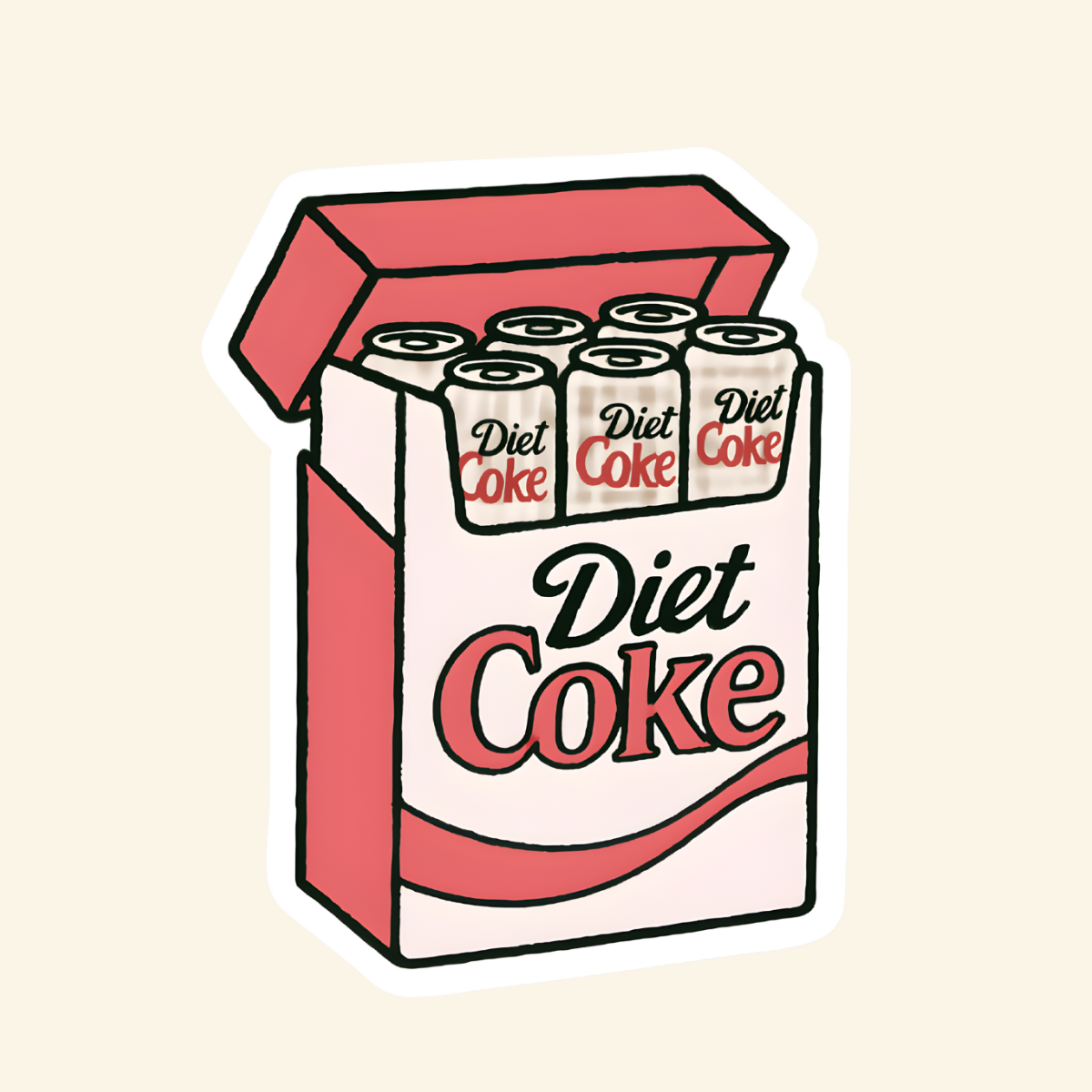 Diet Coke Fridge Pack Sticker, Retro Six Pack Soda Decal