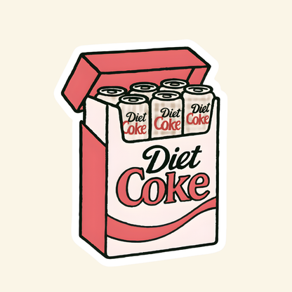 Diet Coke Fridge Pack Sticker, Retro Six Pack Soda Decal