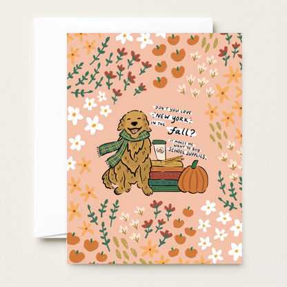 You've Got Mail | Golden Retriever Fall - Greeting Card