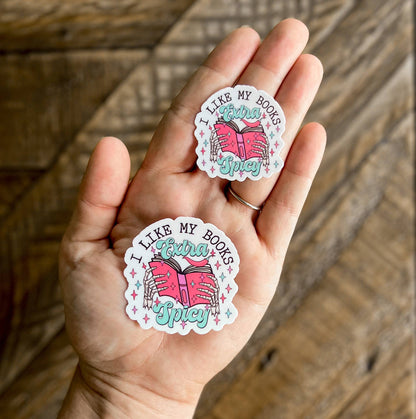 Extra Spicy Books Vinyl Sticker: Red/Pink / Small