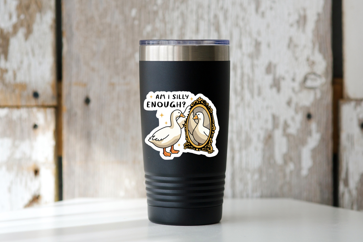 Am I Silly Enough Sticker - funny, goose, mirror, laugh