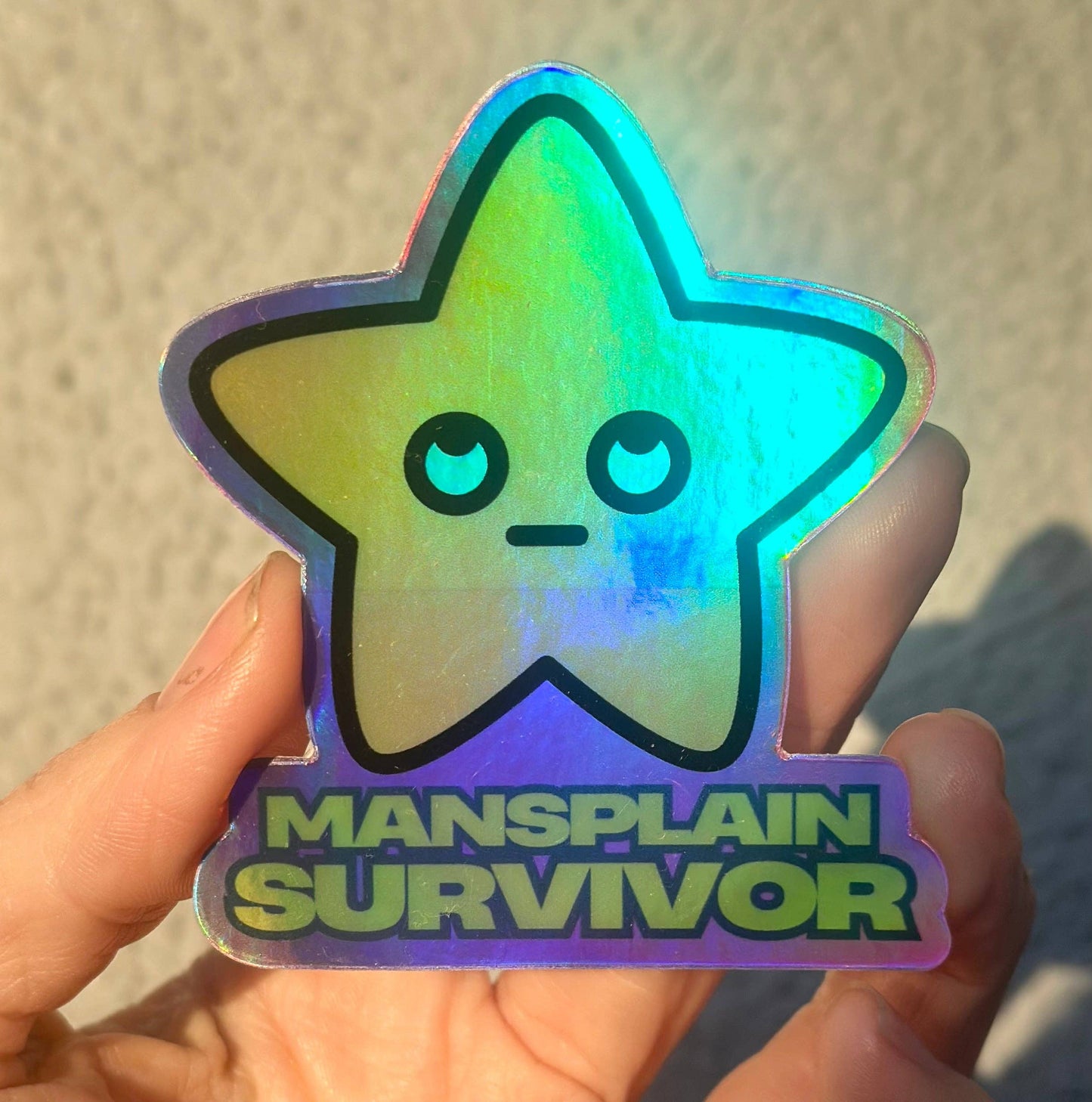 Mansplain Survivor Holographic Sticker