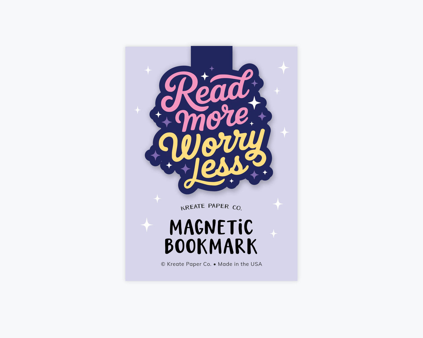 Magnetic Bookmark, Mental Health - Reading More Worry Less: Clear Cello Sleeve