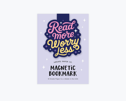 Magnetic Bookmark, Mental Health - Reading More Worry Less: Clear Cello Sleeve