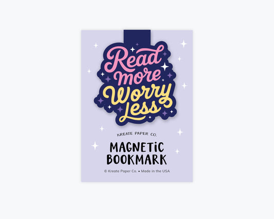 Magnetic Bookmark, Mental Health - Reading More Worry Less: Clear Cello Sleeve