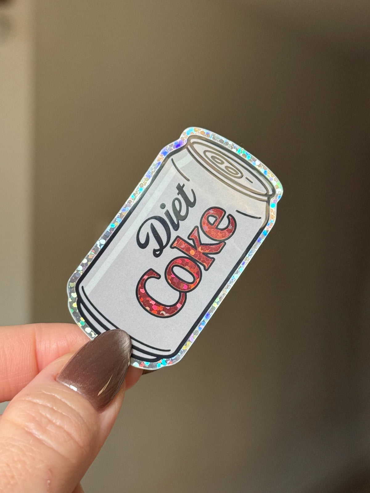 Diet Coke Can Glitter Sticker: Funny Waterproof Vi