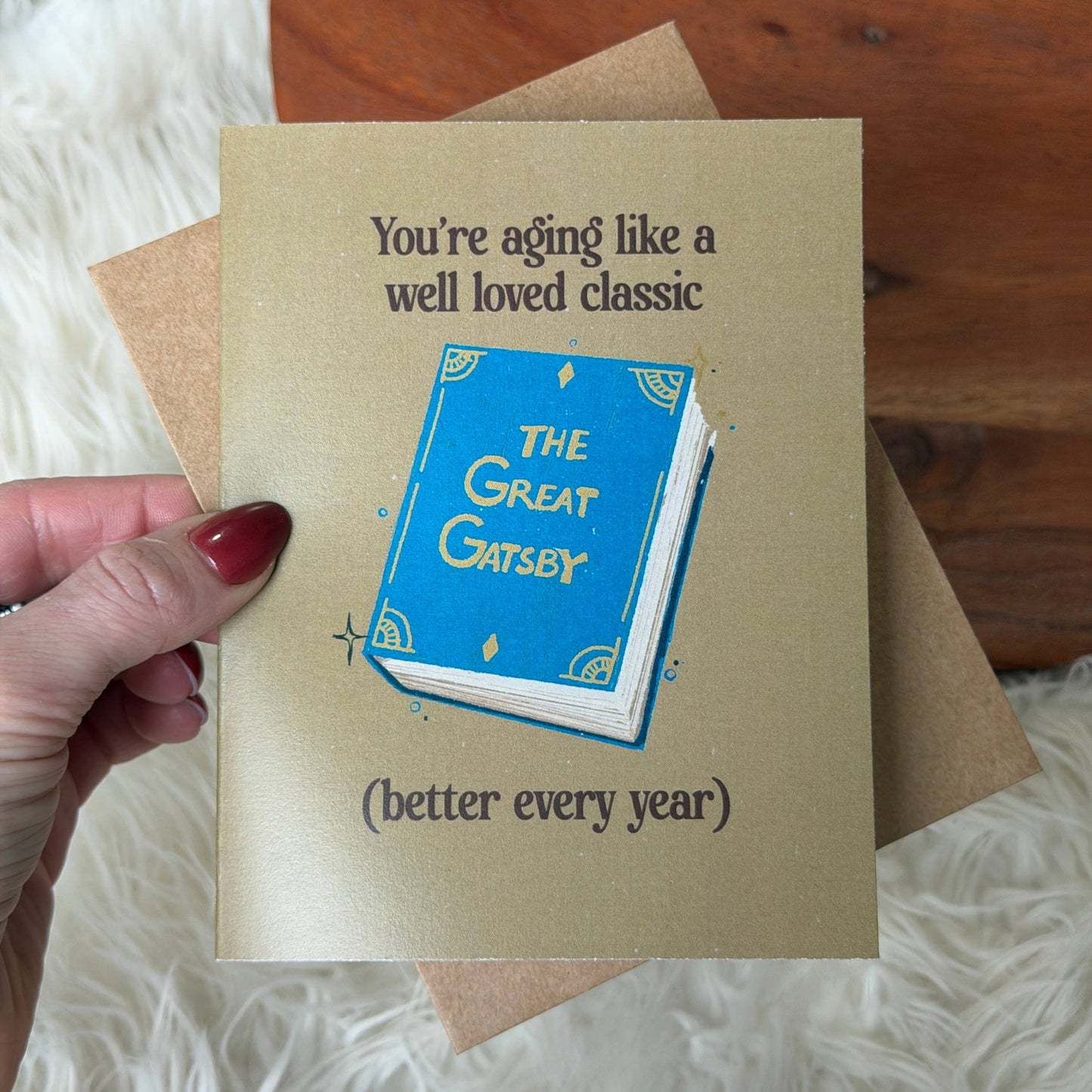 "Aging like a well loved classic" Bookish Birthday Card