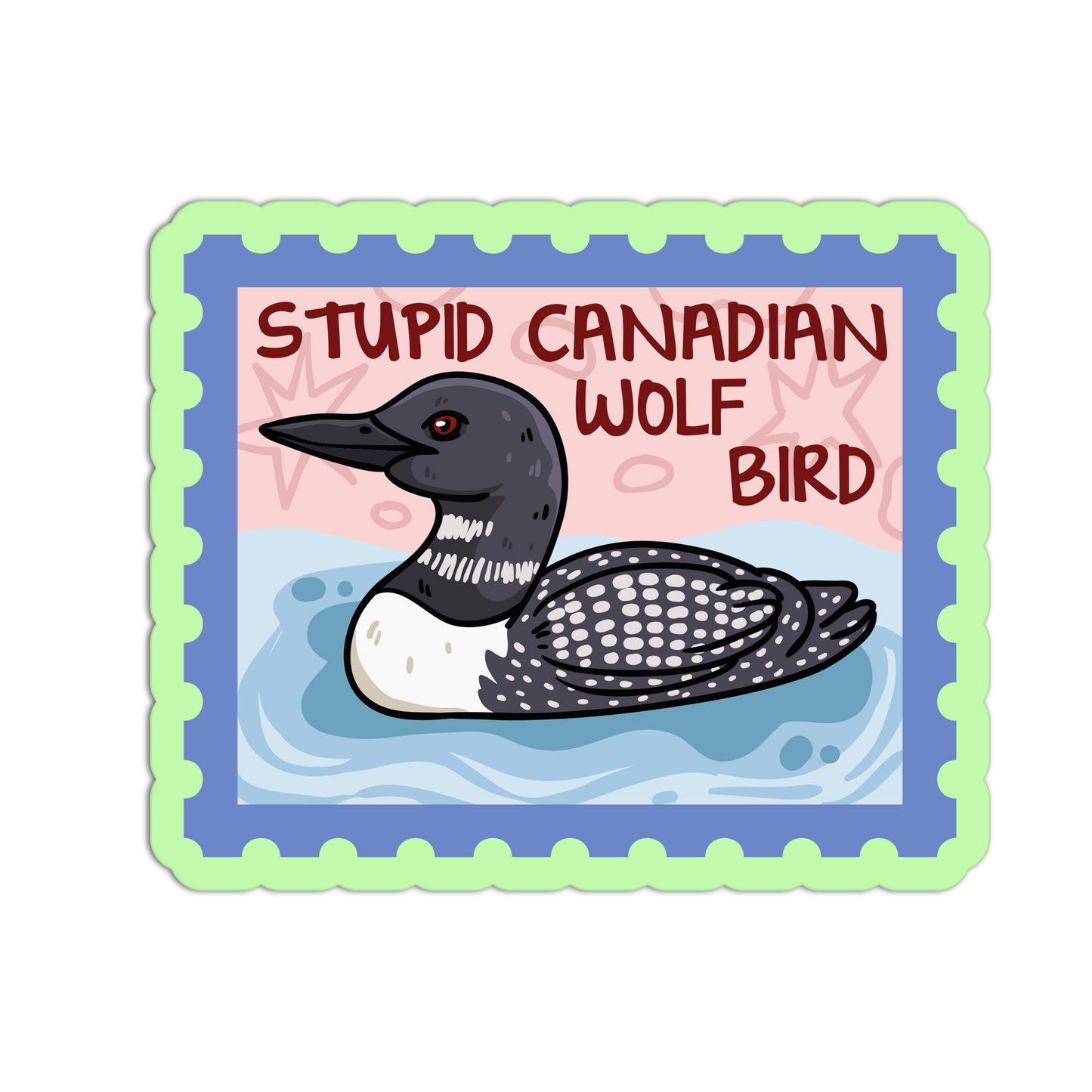 Stupid Canadian Wolf Bird Textured Stickers