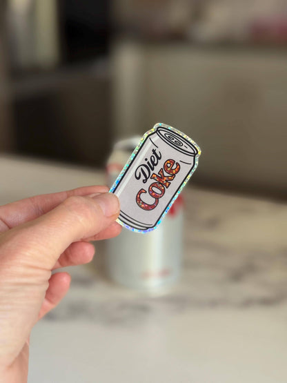 Diet Coke Can Glitter Sticker: Funny Waterproof Vi