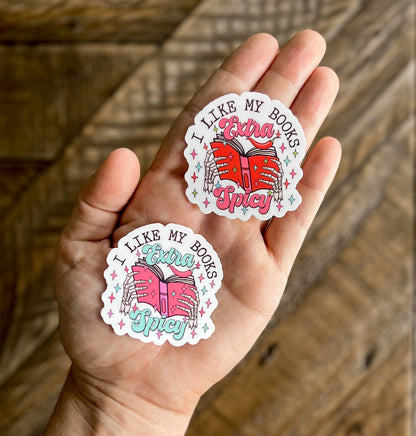 Extra Spicy Books Vinyl Sticker: Red/Pink / Small