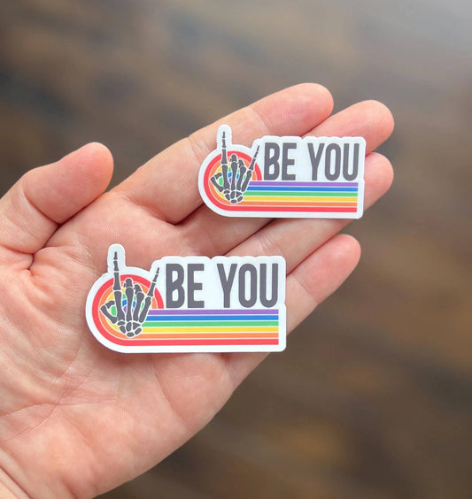 Be You Rainbow Skeleton Hand, Vinyl Sticker
