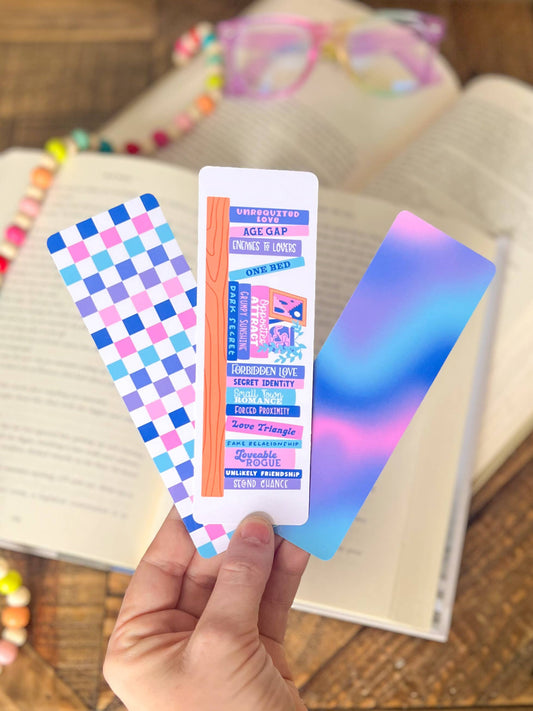 Book Trope Bookshelf Bookmark Set, Cool Tone: Glossy - Laminated / Book Tropes