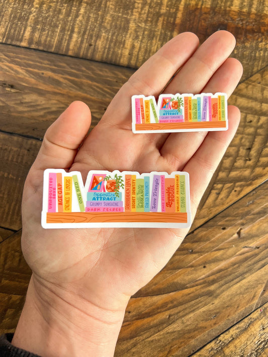 Book Trope Bookshelf Vinyl Sticker: Small / Warm