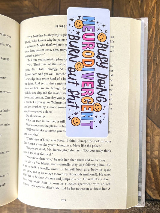 Neurodivergent Burn Out Bookmarks, Checker Smile Face: Neurodivergent Burn Out / Glossy - Laminated