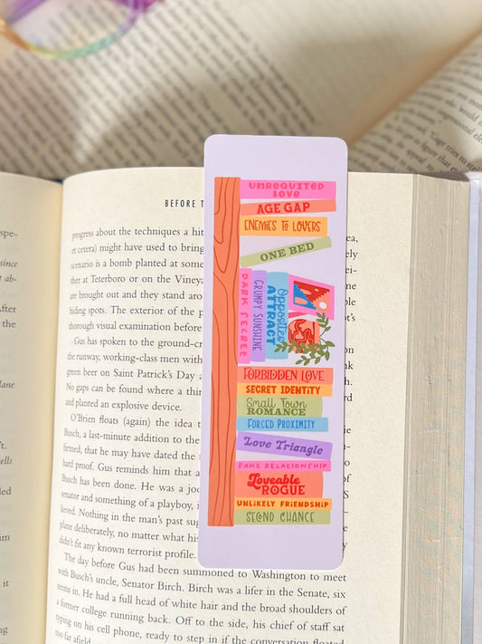 Book Trope Bookshelf Bookmark Set, Warm Tone: Glossy - Laminated / Book Tropes