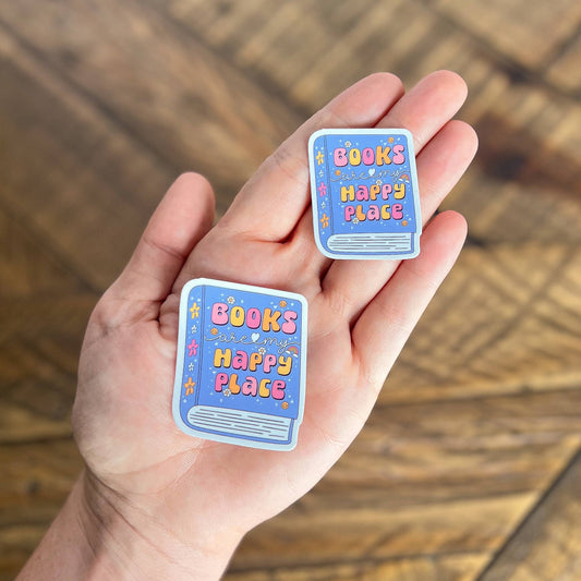Books Are My Happy Place Vinyl Sticker: Small
